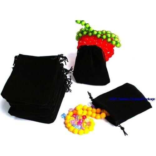 Wholesale 25Pcs Velvet Drawstring Jewellery Gift Bag/Pouch Black Ring Necklace Jewelry Wedding Favour Pouch 7*9CM