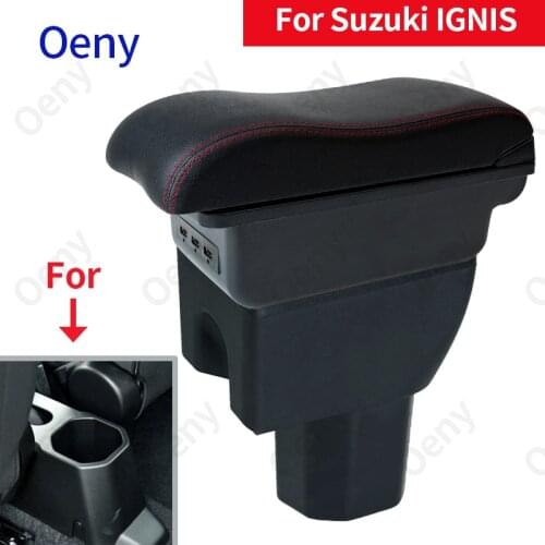 For Suzuki IGNIS Armrest Retrofit parts Interior Storage box 3USB LED Simple installation Car Armrest box