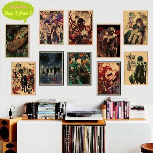 Tokyo Ghoul Animation Poster Retro Kraft Paper Painting Decor Bar Cafe Decorative Wall Stickers Poster