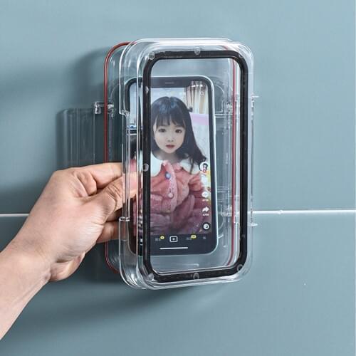 Punch-free Bathroom Shelf Mobile Phone Holder Bathroom Wall Hanging Waterproof Mobile Phone Case Mobile Bathroom Accessories