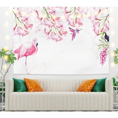 Cherry Pink Flower and Birds for Bedroom Photography Wall Decor Tapestry