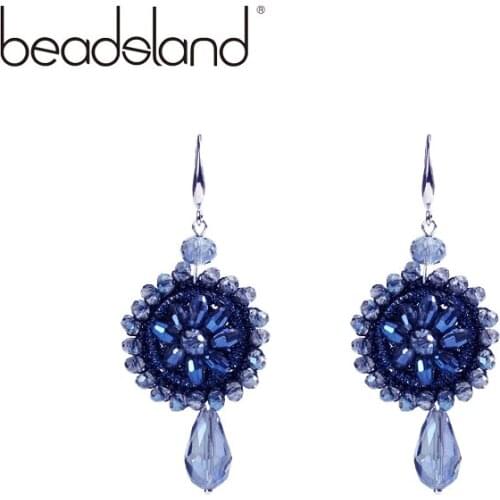 Beadsland Drop Earrings Thread Crochet Glass Beads Ethnic Round Flower Desgin Fashion Women Girls Party Christmas Gift 38519