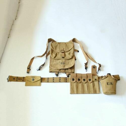 WW2 WWII US army Thompson Bag Belt 1928 Haversack Canteen COLLECTION WORLD WAR II SOLDIER MILITARY WAR REENACTMENTS EQUIPMENT