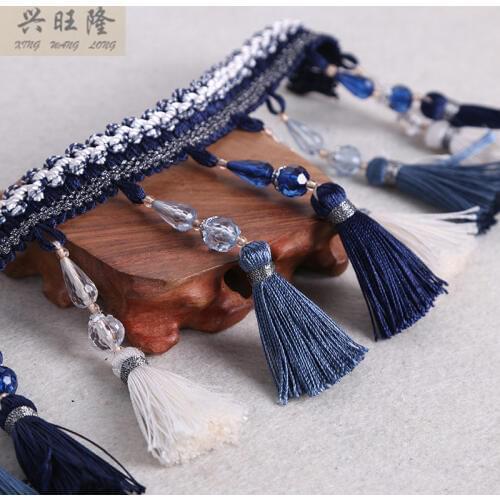 XWL Luxury 12Yards/Lot Crystal Beads Curtain Lace Accessories DIY For Drapery Sewing Tassel Fringes Trim Ribbons Textile Decor