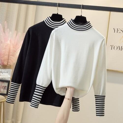 4XL Winter Warm Sweater Pullovers 2021 Female Turtleneck Knit Pull Jumpers STripe Thick Snow Wear Christams Jumpers Korean