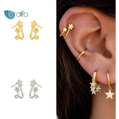 925 Silver Ear Needle Star Stud Earrings for Women Simple Prevent Allergy Earrings for Girls Wedding Jewelry Birthday Gifts