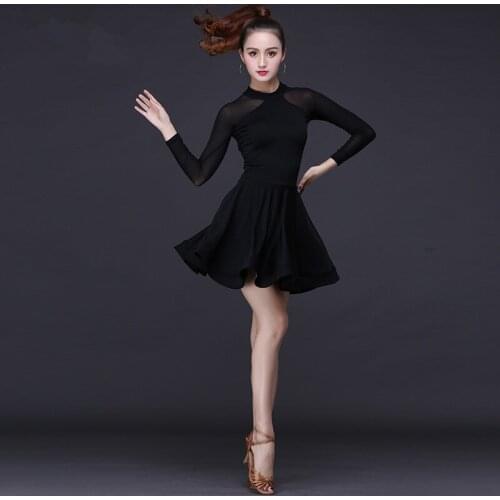 New Sexy Latin Dance Dress Female Adult Long Sleeve Performing Tassel Skirt Ballroom Tango Cha Cha Latin Dance Dresses