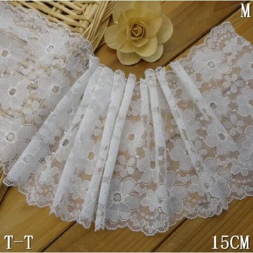 10 Meters/Lot Width 15CM Off White Elastic lace Embroidery Flower Stretch Lace Underwear Sewing Craft DIY Apparel Fabrics