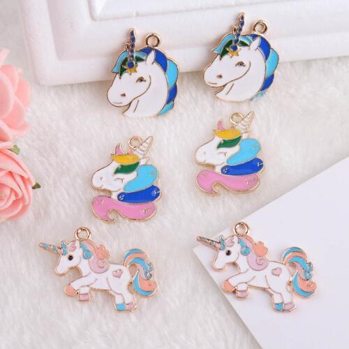 10pcs Enamel Unicorn Charms Jewelry Making Crafting Fashion Earring Charm Zinc Alloy Cute Horse Animal Pendants Handmade Jewelry Accessory Craft FX488