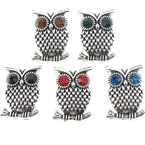 10Pcs/lot New Snap Button Jewelry Newest DIY Owl 18mm Metal Snap Buttons Fit Silver Leather Snap Bracelet Diy Charms Jewelry