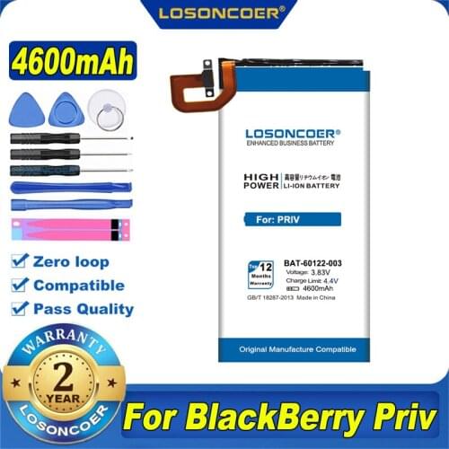 100% Original LOSONCOER NEW 4300mAh BAT-60122-003 Battery For BlackBerry Priv Mobile Phone Battery
