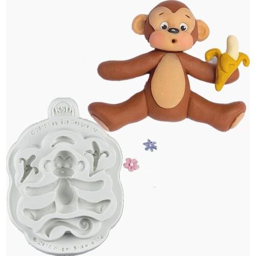 3D Monkey Silicone Mold For Baking Fondant Cake Mould Cake Decorating Tools Sugar Buttons Kitchen Gadgets And Accessories M1155