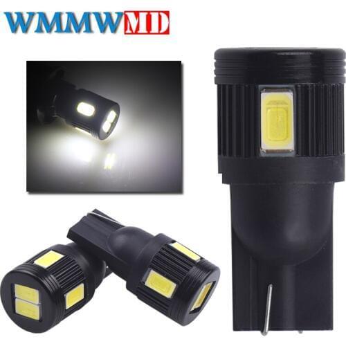 4Pcs Car 12V T10 W5W 194 168 5630 6SMD White LED Car Side Wedge Reading Light Bulb Auto Width Turn Signal Lamp Taillight