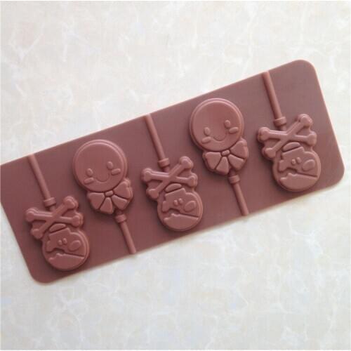 5 Even Pirate Skeleton Skull Head Silicone Chocolate Mold Bang Bang Mode XG038