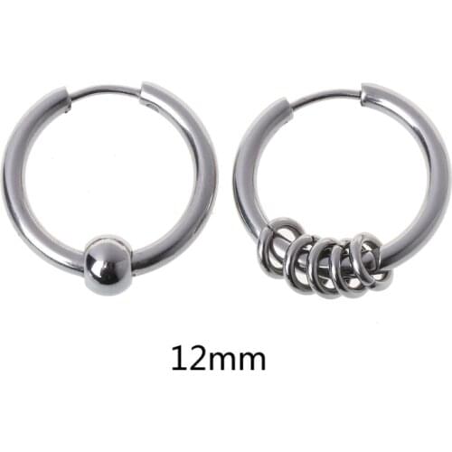 8mm-20mm Titanium Steel Circle Hoop Earring Cartilage Helix Piercing Earrings 62KE