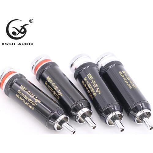 8pcs XSSH audio Jack Hi-end 0102Ag Silver HIFI Plating Rhodium Platinum Audio Video Connectors TV Tuner RCA output Plug Plug
