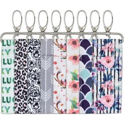 9PCS Women Mermaid leopard letters Lipstick Holder Keychain Lip Balm Chapstick Pouch Key Ring Bags 9 Fun Vibrant Colors