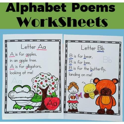 Alphabet Poems for Shared Reading 26 Poems Children Learning English Workbook Educational Exercise Training Educational Book