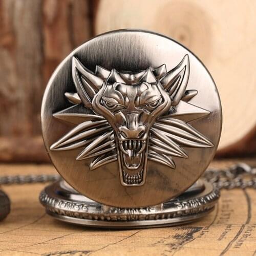 Antique Awesome Majesty Style Wild Lion Pocket Watch Retro Fashion Pendant Vintage Modern Roaring Retro Men Pocket Watch Chain