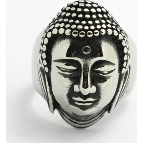 1pc Factory Price 316L Stainless Steel New Arrival Avalokitesvara Head Biker Ring Wholesale Price