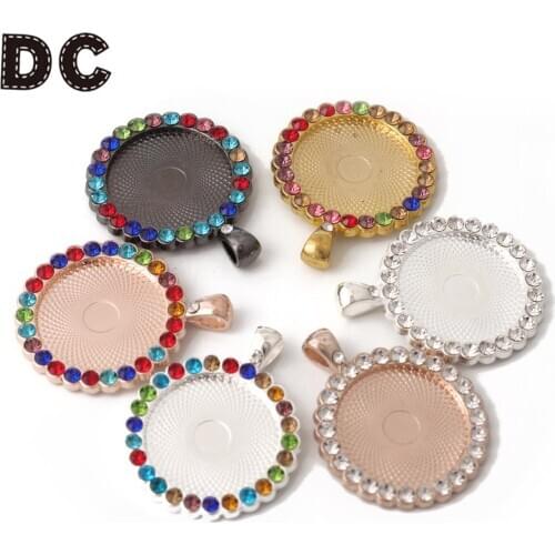 2pcs/lot 34mm Cabochon Base Tray Colored Round Bezels Blank Setting Supplies For Jewelry Making Findings Bracelet Pendant