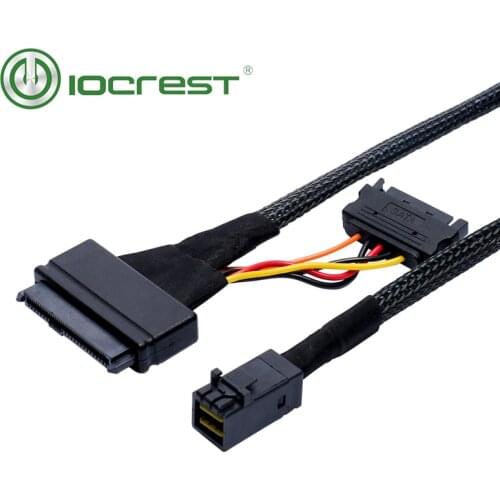 IOCREST HD Mini-SAS (SFF-8643) to U.2 (SFF-8639) Cable for 2.5" NVMe SSD for Mining