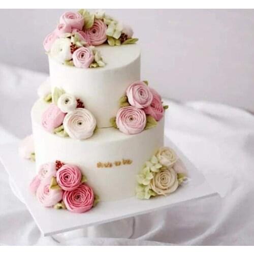 C5AD 1 Set Acrylic Round Cake Discs Set Buttercream Cake Decorating Tools with 4 Round Discs 2 Icing Scrapers 2 Center Dowels