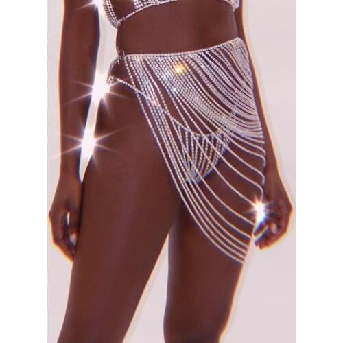 Cosysail Sexy Shiny Rhinestone Tassel Waist Chain for Female Luxury Crystal Thong Nightclub Party Jewelry Gift 2021