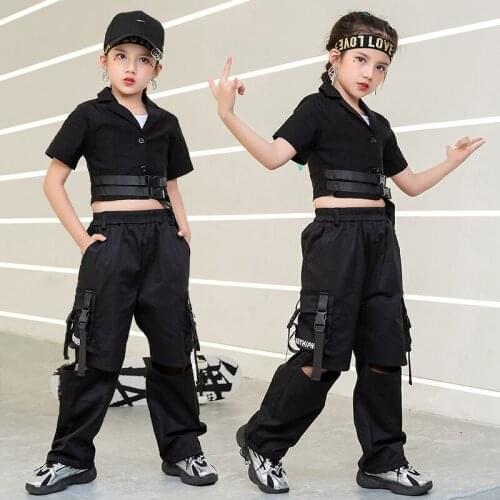 Kids Cool Hip Hop Clothing Carnival Outfits Tshirt Cargo Pants Streetwear For Girls Ballroom Jazz Dance Costumes Stage Clothes