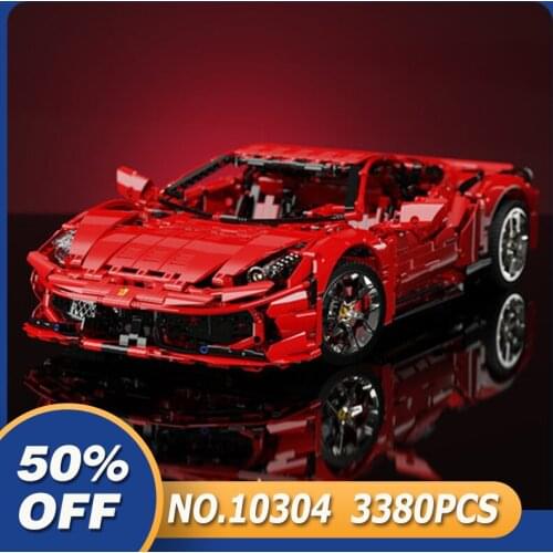 K BOX New MOC 10304 Red Super Sports Car 458 Model Building Blocks Bricks Toys For Child Birthday Gifts