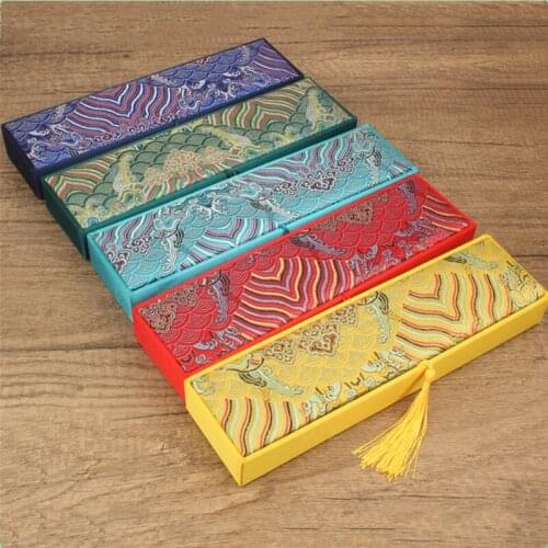 Tassel Chinese style Silk Necklace Gift Boxes for Jewelry Packaging Rectangle Chopsticks Favor Case Crafts Storage Holding