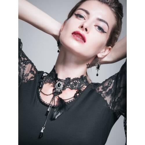 Devil Fashion Gothic Crystal Pendant Necklace Women Sexy Black Lace Necklaces New Arrvial Clothes Accessory