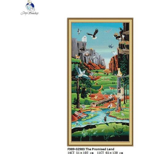 Joy Sunday Promised Land,Print On Canvas DMC 14CT 11CT Cross Stitch kits,Embroidery Needlework Set,Hand Made Crafts Home Decor