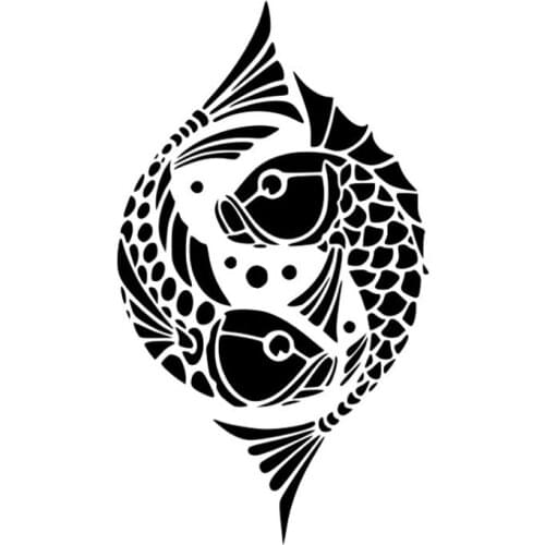Yin and Yang Koi Fish Car Decals, Exquisite Car Window Decoration, Personalized Pvc Waterproof Decals, Black/white, 18cm*11cm
