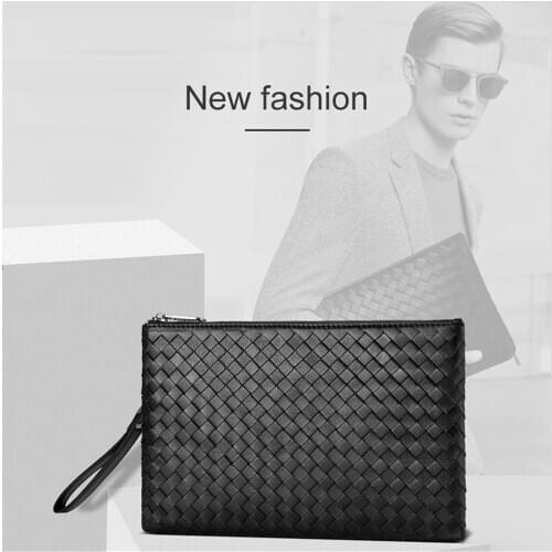 Genuine Cowhide Leather Woven Purse Handmade Clutch Handbag Wallet Card Phone Tote Bag for Cash Card Cell Phone Car Key Lipstick