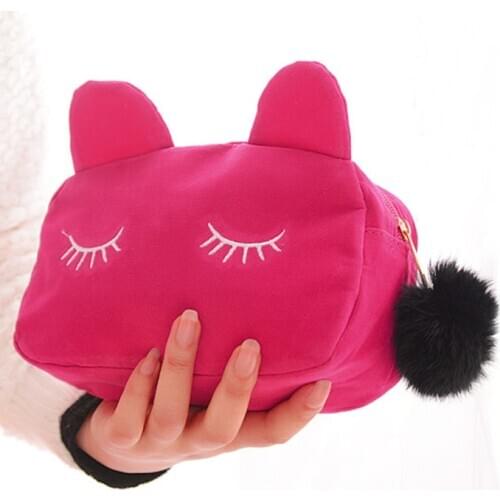 New Fashion Women Makeup Bag Cute Cartoon Cat Coin Cosmetic Bag Portable Storage Case Travel Toiletry Pen Zipper Pouch Sac Femme