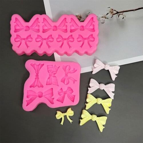 New bow chocolate fondant silicone mold cake decoration tool drop candle aromatherapy plaster mold