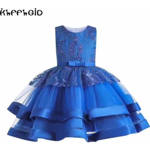 Brand new high-quality girl multi-layer rain sleeve beaded dress lace performance skirt hem poncho Christmas performance 3-10 ye