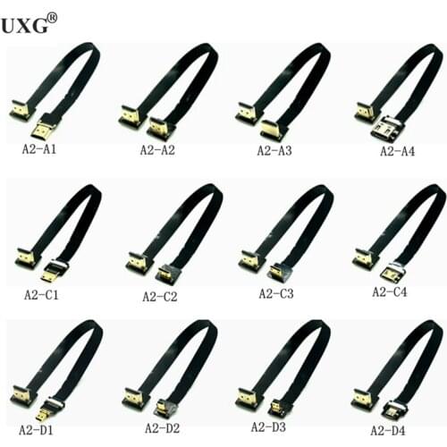 FPV HD Type A Male UP Down Angled 90 Degree To HDMI-compatible HDTV FPC Flat Cable For Camera TV Multicopter Aerial Photography