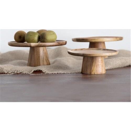 Fruit Tray Natural Rubber Wood Living Room Household Dried Fruit Dessert Cake Fruit Tray Dessert Decoration Kitchen Supplies