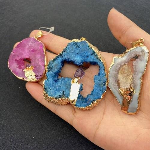 Irregular Shape Crystal Pendant Natural Semi-precious Stone Pendant for DIY Necklace Jewelry Making Woman Accessories Wholesale