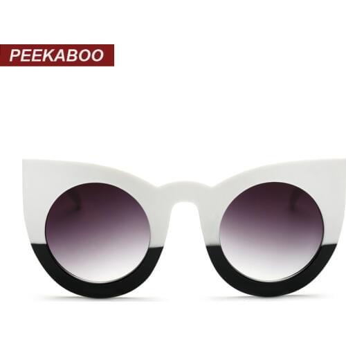 Peekaboo 2017 fashion sexy round cat eye sunglasses gradient white black big ladies sun glasses for women cat eye luxury oculos