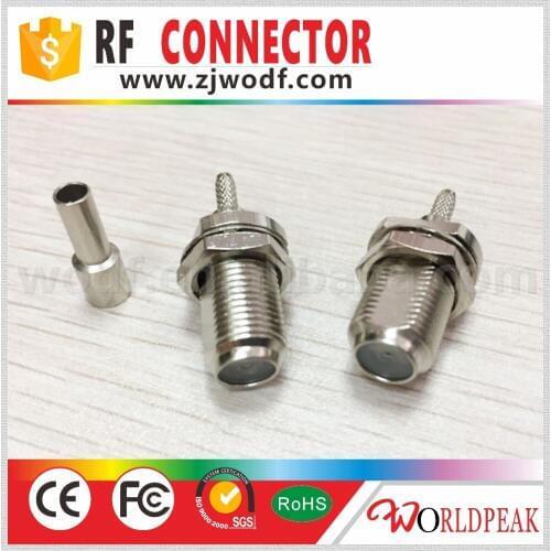 Free shipping 100 piece F Crimp Jack bulkhead connector for RG179 f rf coaxial connectors