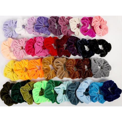 Free shipping Fashion women colorful candy velvet hair scrunchies cute Hair bands girls hair tie accessories Ponytail Holder