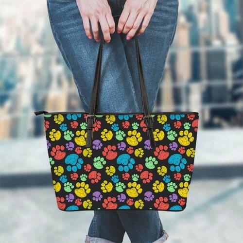 FORUDESIGNS Colorful Paw Pattern Luxury Women Handbags Casual Fashion Large Capacity Female Crossbody Shoulder Bags Woman Bolsas