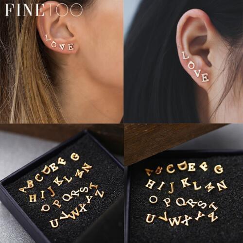 Fashion Gold Color A-Z Alphabet Letter Stud Earrings Set Tiny Initial Earrings for Women Girls pendientes Boucle D'oreille