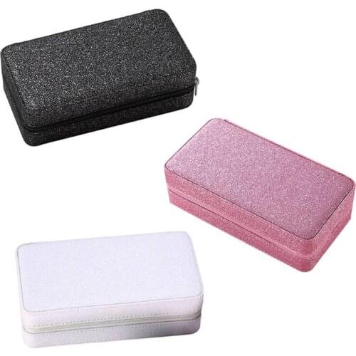 PU Leather Jewelry Box Organizer Portable Zipper Earrings Ring Necklace Display Storage Case K3ND