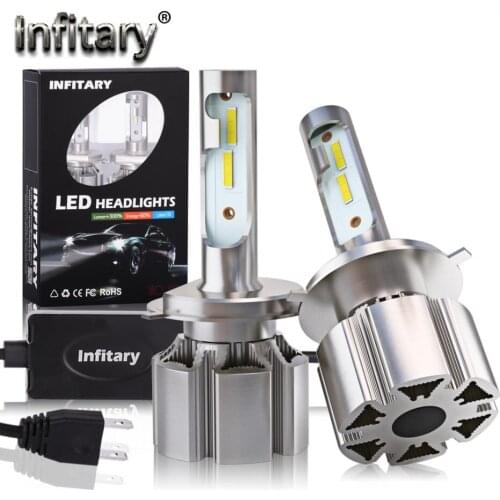Infitary 6500K Car H7 H4 Led Headlights Bulbs Silent Aviation Aluminum Cooling Without Fan H1 H3 H11 H13 HB3 HB4 9005 Auto Lamp