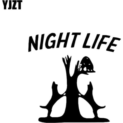 YJZT 14.4CM*14CM NIGHT LIFE COON HUNTING DOGS TREEING VINYL STIKER CAR DECALS Black/Silver C10-00250