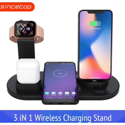 Rotary Wireless 3 in 1 Charging Stand Dock Holder for iPhone Airpods Apple Watch Charger base for iPhone Type-C Mi Oppo huawei